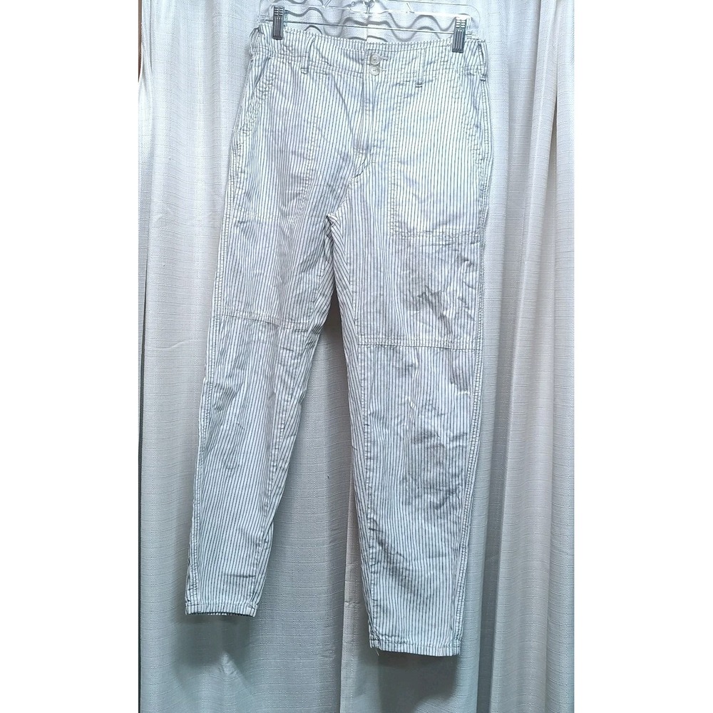 American Eagle Ticking Stripe Utility Pants Blue‎ White Cotton Size 2 Regular